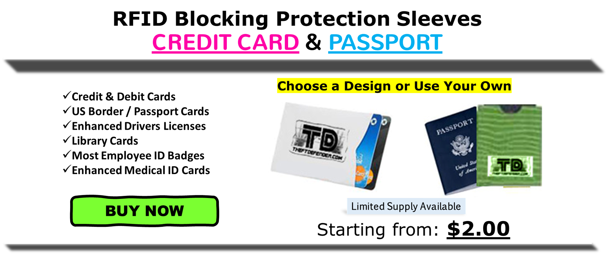 Shop TheftDefender Products | Security Sleeves for Credit Cards and Passports